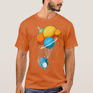 Penguin Astronaut Penguin in Space Holding Planet T-Shirt