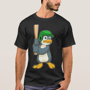 Penguin at Baseball with Baseball bat Helmet T-Shirt