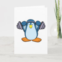 Penguin at Bodybuilding with Dumbbells
