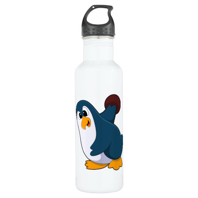 Penguin at Bowling with Bowling ball 710 Ml Water Bottle (Front)