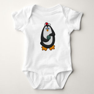 Penguin at Bowling with Bowling ball Baby Bodysuit