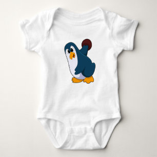 Penguin at Bowling with Bowling ball Baby Bodysuit