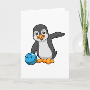 Penguin at Bowling with Bowling ball Card