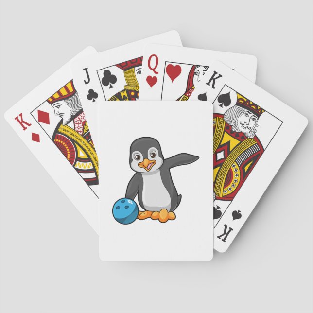 Penguin at Bowling with Bowling ball Playing Cards (Back)
