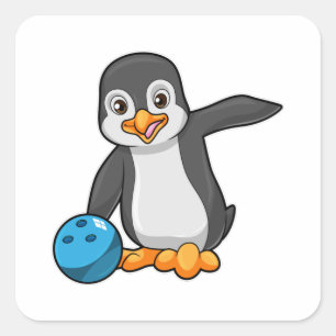 Penguin at Bowling with Bowling ball Square Sticker