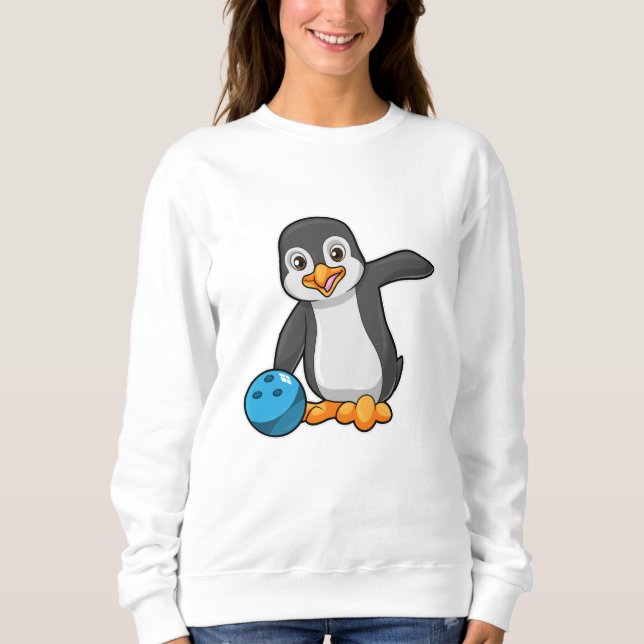 Penguin at Bowling with Bowling ball Sweatshirt (Front)