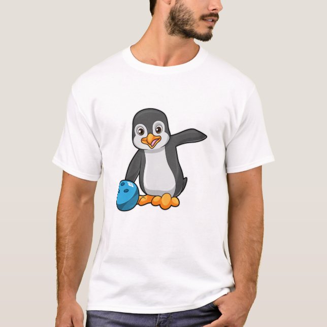 Penguin at Bowling with Bowling ball T-Shirt (Front)