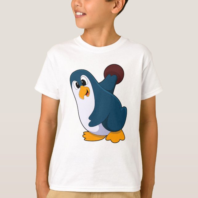 Penguin at Bowling with Bowling ball T-Shirt (Front)