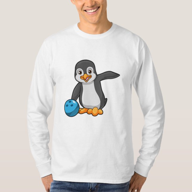 Penguin at Bowling with Bowling ball T-Shirt (Front)
