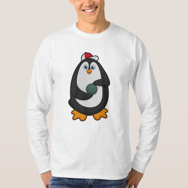 Penguin at Bowling with Bowling ball T-Shirt (Front)