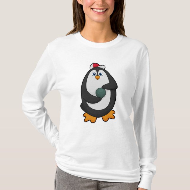 Penguin at Bowling with Bowling ball T-Shirt (Front)