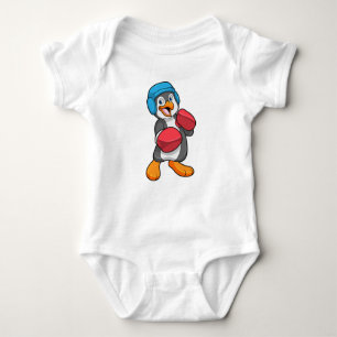 Penguin at Boxing with Boxing gloves & Helmet Baby Bodysuit