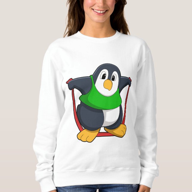 Penguin at Fitness with Skipping rope.PNG Sweatshirt (Front)