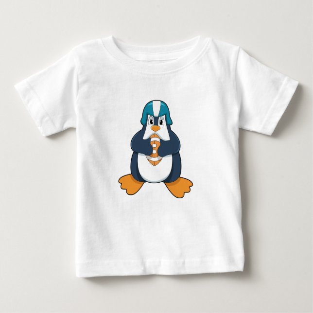 Penguin at Football Sports Baby T-Shirt (Front)