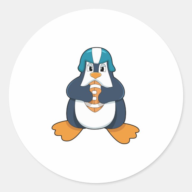 Penguin at Football Sports Classic Round Sticker (Front)
