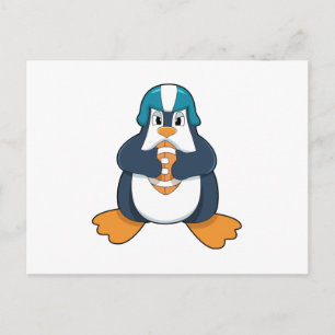Penguin at Football Sports Postcard
