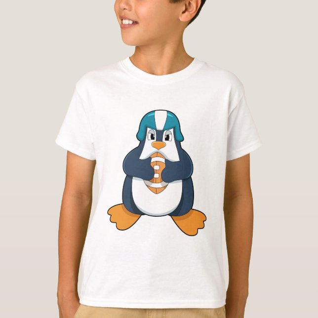 Penguin at Football Sports T-Shirt (Front)