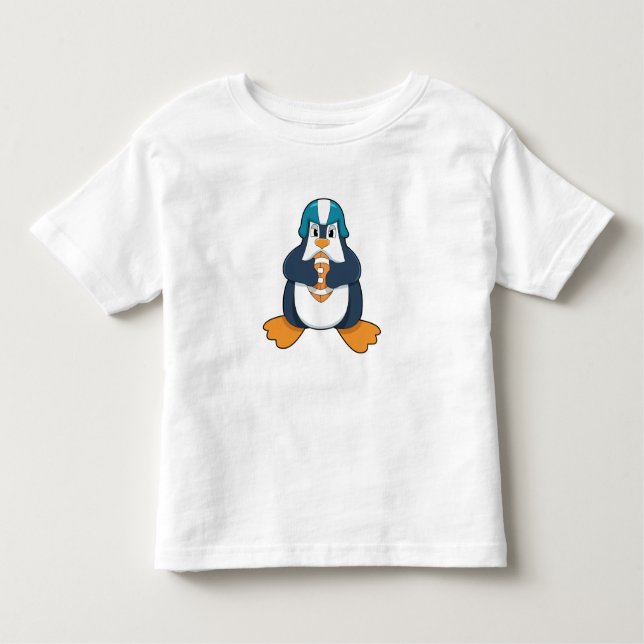 Penguin at Football Sports Toddler T-Shirt (Front)