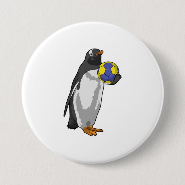Penguin at Handball Sports 7.5 Cm Round Badge (Front)