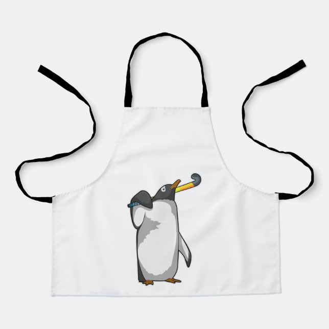 Penguin at Hockey with Hockey stick Apron (Front)