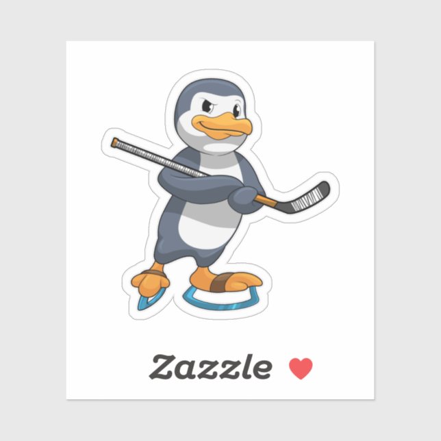 Penguin at Ice hockey with Ice hockey stick (Sheet)