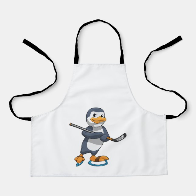 Penguin at Ice hockey with Ice hockey stick Apron (Front)