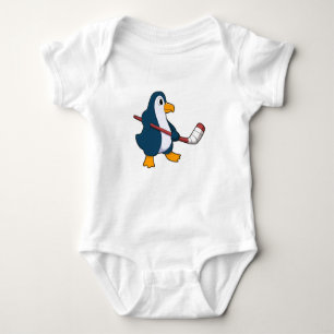 Penguin at Ice hockey with Ice hockey stick Baby Bodysuit