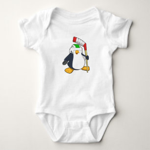 Penguin at Ice hockey with Ice hockey stick Baby Bodysuit