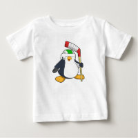 Penguin at Ice hockey with Ice hockey stick