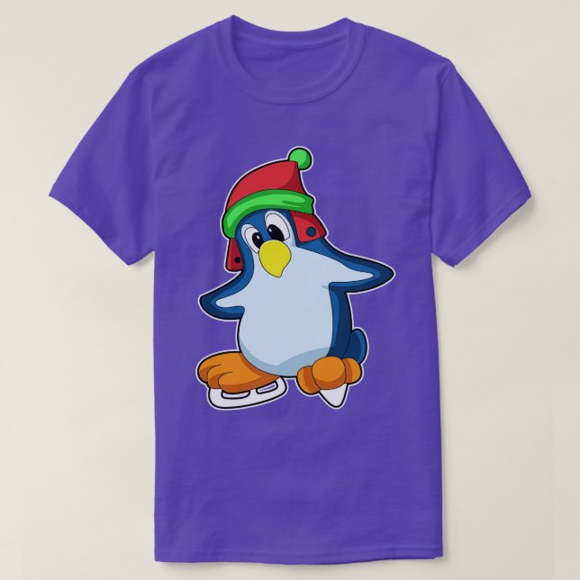 Penguin at Ice skating with Ice skates 3 T-Shirt (Design Front)