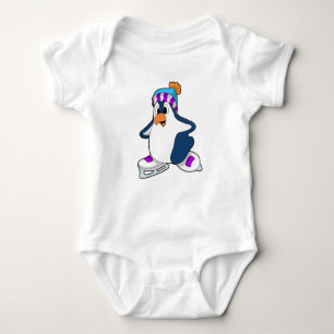 Penguin at Ice skating with Ice skates Baby Bodysuit