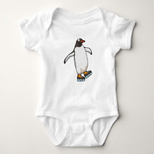 Penguin at Ice skating with Ice skates Baby Bodysuit
