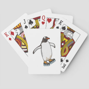 Penguin at Ice skating with Ice skates Playing Cards