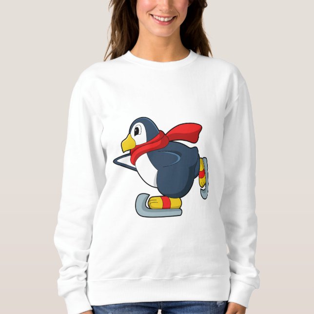 Penguin at Ice skating with Ice skates.PNG Sweatshirt (Front)