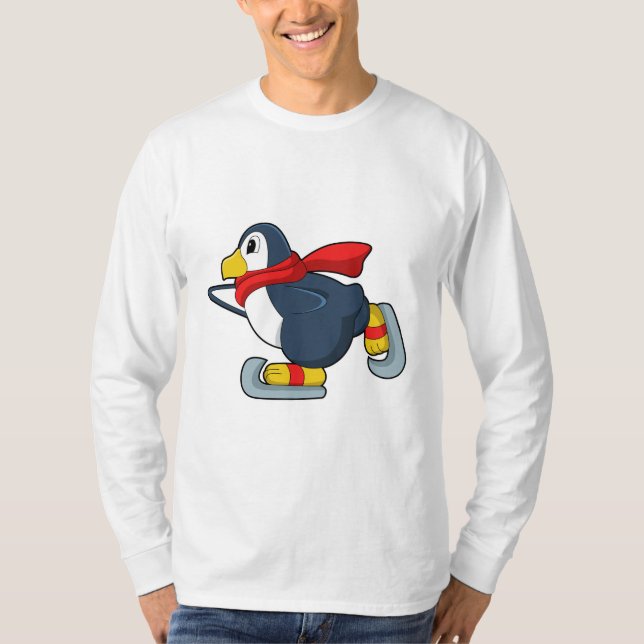 Penguin at Ice skating with Ice skates.PNG T-Shirt (Front)