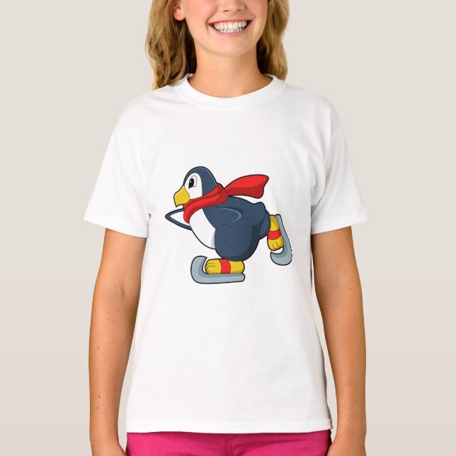 Penguin at Ice skating with Ice skates.PNG T-Shirt (Front)