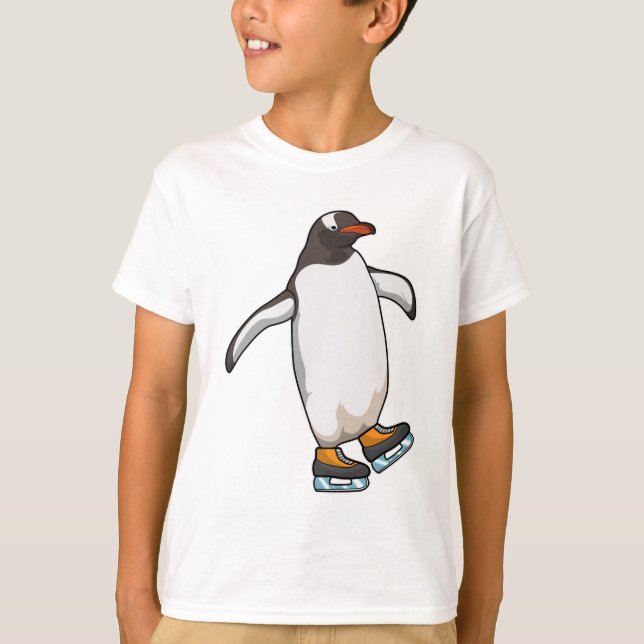 Penguin at Ice skating with Ice skates T-Shirt (Front)