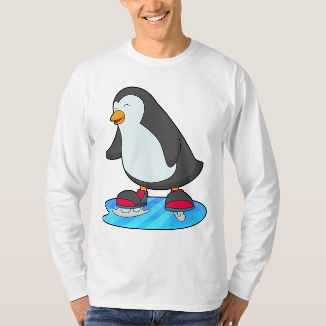 Penguin at Ice skating with Ice skates T-Shirt (Front)