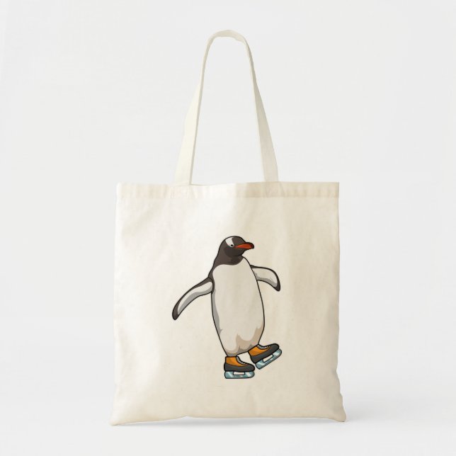 Penguin at Ice skating with Ice skates Tote Bag (Front)