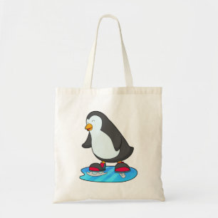 Penguin at Ice skating with Ice skates Tote Bag