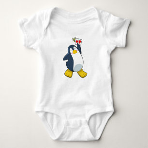 Penguin at Poker with Poker cards Baby Bodysuit