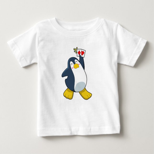 Penguin at Poker with Poker cards Baby T-Shirt (Front)