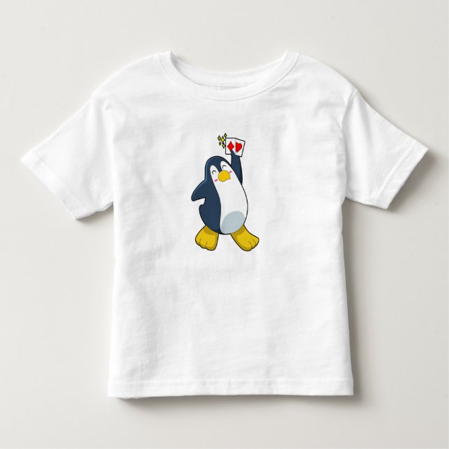 Penguin at Poker with Poker cards Toddler T-Shirt (Front)