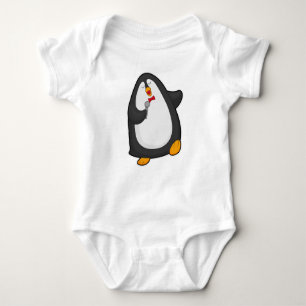 Penguin at Singing with Microphone & Tie Baby Bodysuit