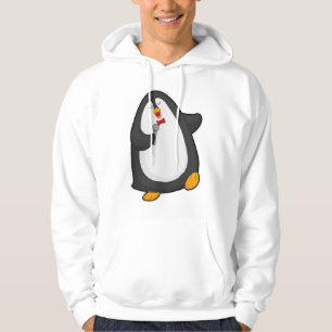 Penguin at Singing with Microphone & Tie Hoodie