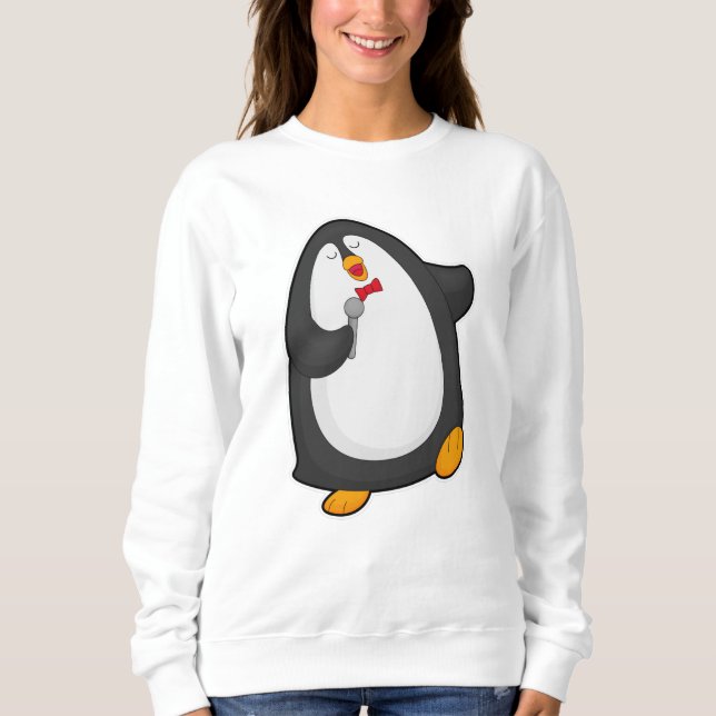 Penguin at Singing with Microphone & Tie Sweatshirt (Front)