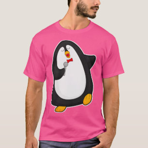 Penguin at Singing with Microphone Tie T-Shirt