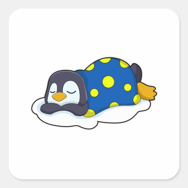 Penguin at Sleeping with Blanket Square Sticker (Front)