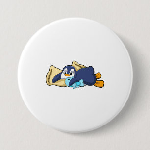 Penguin at Sleeping with Pillow 7.5 Cm Round Badge
