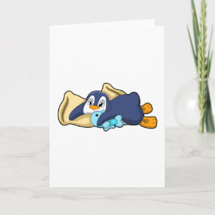 Penguin at Sleeping with Pillow Card